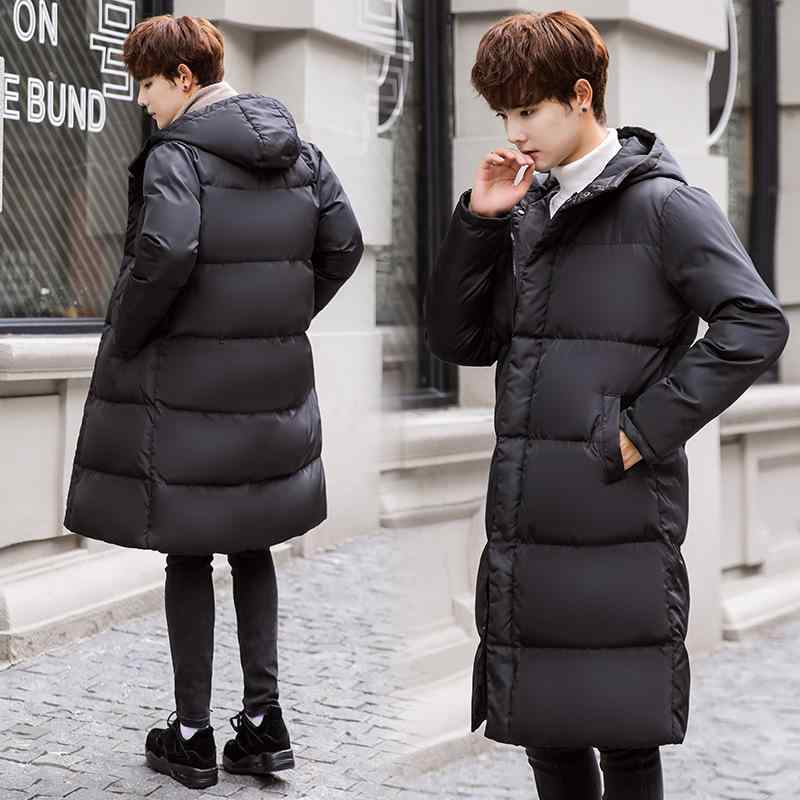 綿服 メンズ 厚手 防寒保温 フード付き ロング丈 中綿ジャケット アウター 無地 韓国風 カジュアル 通勤 通学 秋冬