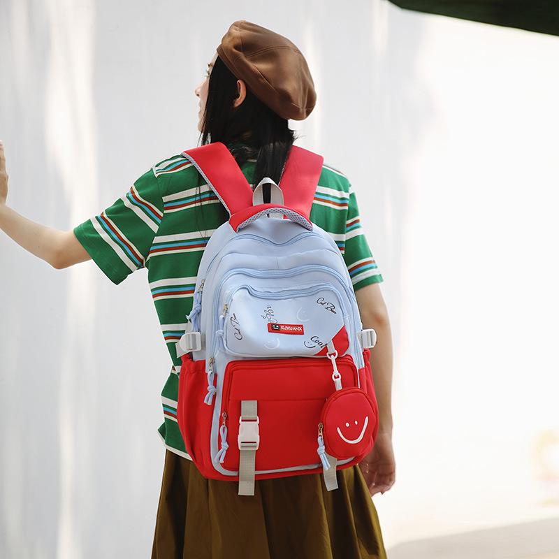 リュック 男女兼用 大容量 万能 耐久性 耐摩耗性 通気性 バイカラー 中高生 通学 スクールバッグ ナイ..