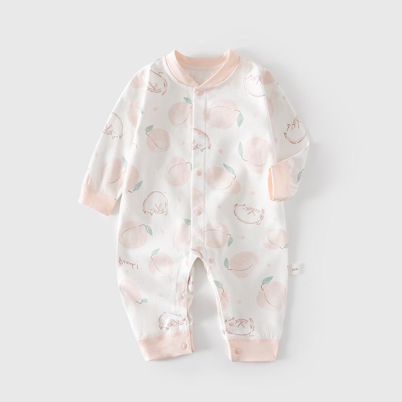 ロンパース ベビー 新生児 赤ちゃん 長袖 コットン100% 前開き スナップボタン 縫い目なし 肌に優しい 安心安全 オールシーズン 快適 シンプル 男女兼用