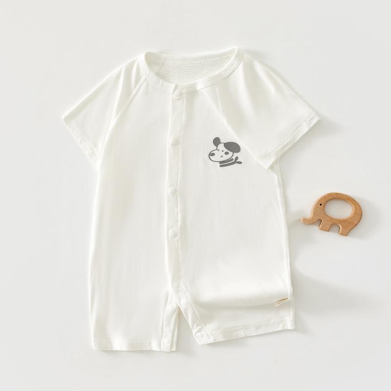 ロンパース ベビー 新生児 男の子 女の子 男女兼用 無縫製 接触冷感 背中メッシュ 再生繊維 テンセル素材 薄手 半袖 春夏 前開き スナップボタン 冷房対策 赤ちゃん 夏服 部屋着