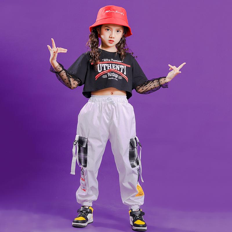 ダンス衣装 女の子 ガールズ キッズ ジュニア 綿混 柔らか素材 ヒップホップ ストリートダンス ジャズダンス セットアップ 上下セット Tシャツ パンツ 発表会 ステージ衣装 練習着