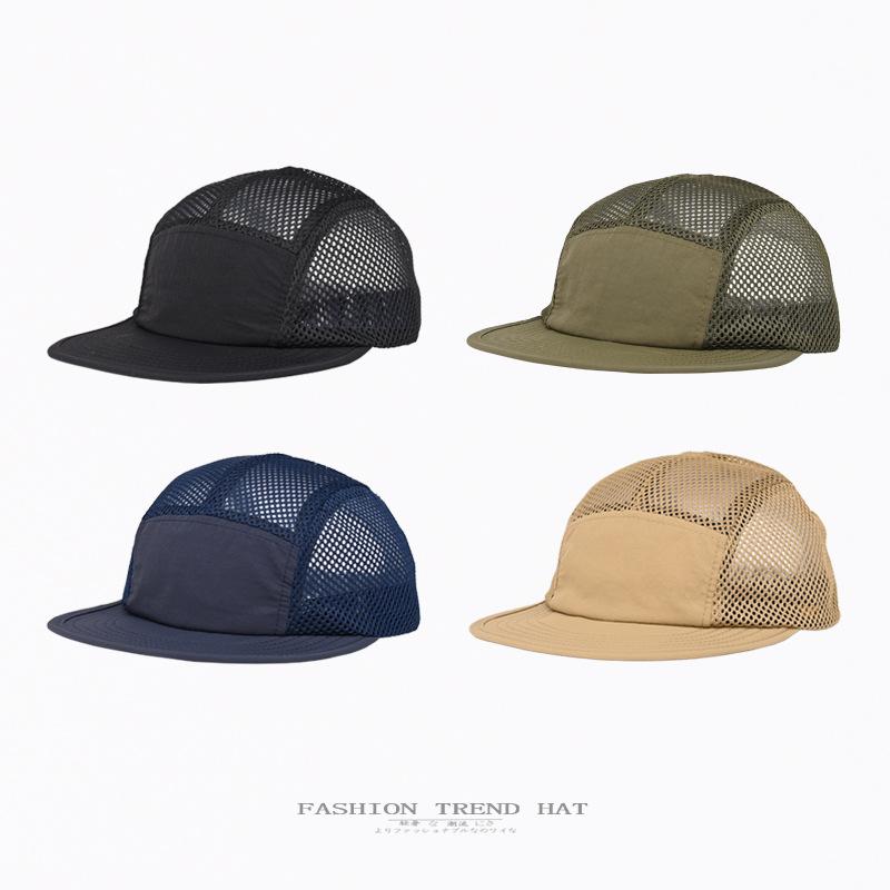 キャップ メンズ レディース 男女兼用 野球帽 速乾 薄手 通気性 メッシュ 日よけ 紫外線対策 5パネル 平つば ストリート カジュアル 春夏 サイズ調整可能 ポリエステル