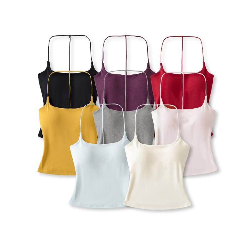 タンク トップ レディース ホルターネック ショート丈 取り外し可能パッド付き 背中見せ オープンバック スリム フィット 細身 流行 ファッション カジュアル 夏物