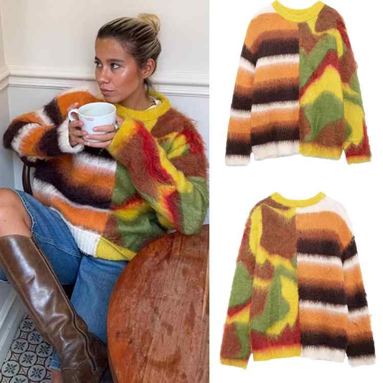 セーター レディース 女性用 秋物 ジャガード編み ゆったり ルーズフィット クルーネック ソフト 長袖 ニット プルオーバー 欧米風 無地 中厚手 ストリート カジュアル ポリエステル素材