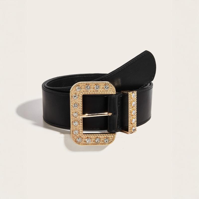 ・スタイル: 文芸レトロ・主な素材: PUレザー・バックル素材: 合金・留め具: ピンバックル・デザイン要素: 不規則、アシンメトリー・加工: パッチワーク・カラー: ブラック、ラインストーン・幅: 4.8cm・長さ展開: 102cm、10...