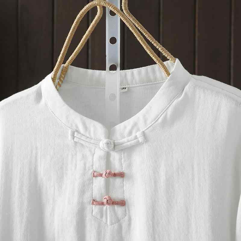 シャツ レディース きれいめ通勤 カジュアル ダブルガーゼ 快適 長袖 ゆったり スタンドカラー チャイナスタイル レトロ 春秋 無地 アクリル素材