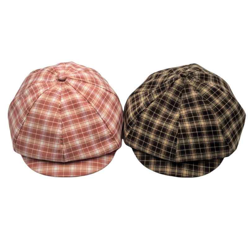 帽子 レディース チェック柄 秋冬 キャスケット ベレー帽 レトロ おしゃれ かわいい 綿 コットン 小顔..