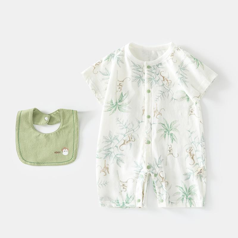 ロンパース ベビー 乳幼児 赤ちゃん 男の子 女の子 男女兼用 接触冷感 吸汗速乾 薄手 涼しい 冷房対策 綿 コットン 半袖 前開き スナップボタン 春夏 肌に優しい カバーオール