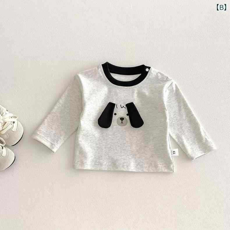 ロンT キッズ 男女兼用 かわいい 子犬 キャラクタープリント 快適 柔らかい 肌触り...