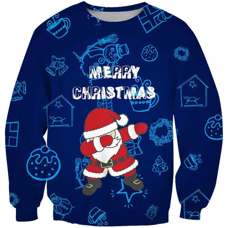スウェット メンズ 男性用 3Dプリント 立体プリント クリスマスツリー柄 クルーネック 丸首 ゆったり ..
