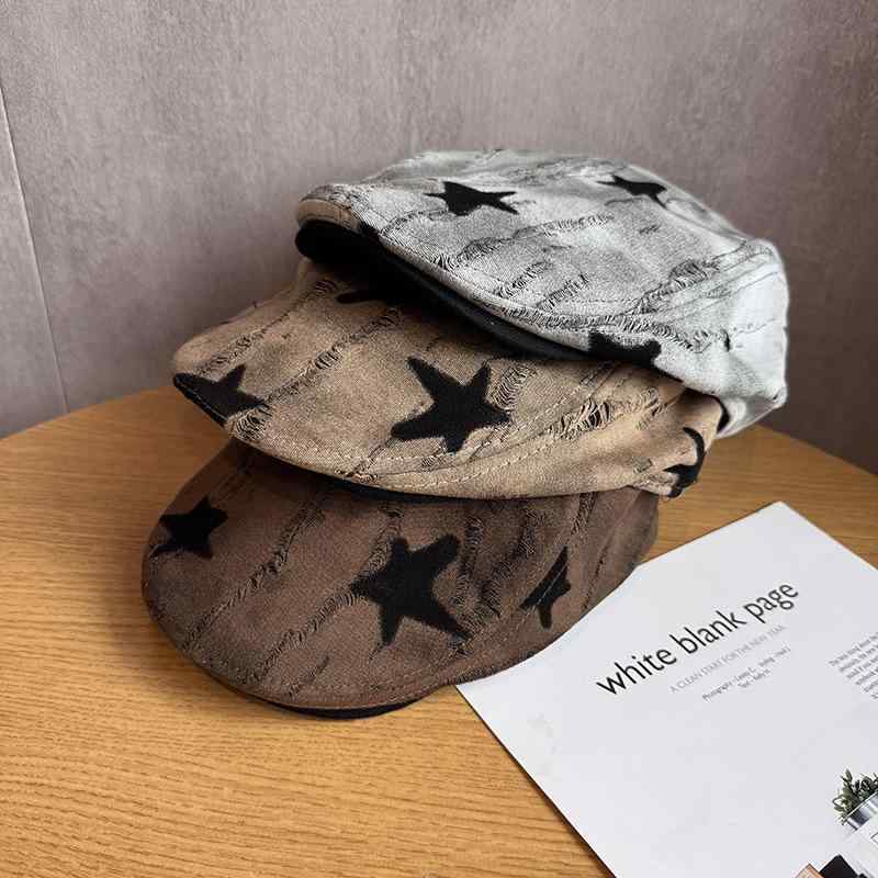通気性 防風 日よけ キャップ レディース 女性用 小顔効果 レトロ ダメージ加工 タイダイ柄 星柄 ストリート おしゃれ カジュアル 春夏 綿 ポリエステル