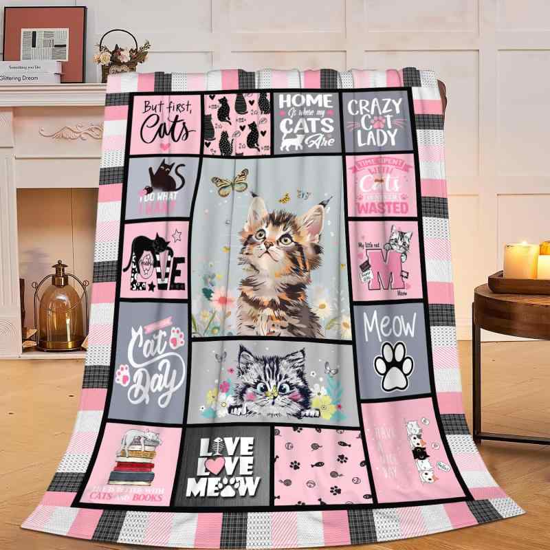 Acrylic - ブランケット 猫柄 かわいい 子猫 ベンガル猫 ふわふわ 柔らか 暖かい 心地よい フランネル毛布 ポリエステル製 オールシーズン 優しい肌触り 猫好き プレゼント ギフト