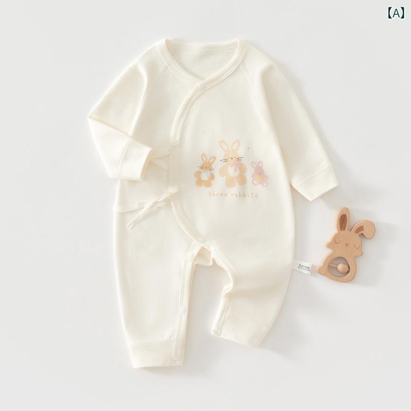 ベビー服 ロンパース 新生児 男女兼用 肌着 カバーオール 綿100% 打ち合わせ 紐タ...