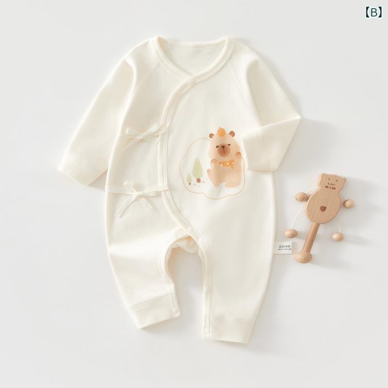 ベビー服 ロンパース 新生児 男女兼用 肌着 カバーオール 綿100% 打ち合わせ 紐タ...
