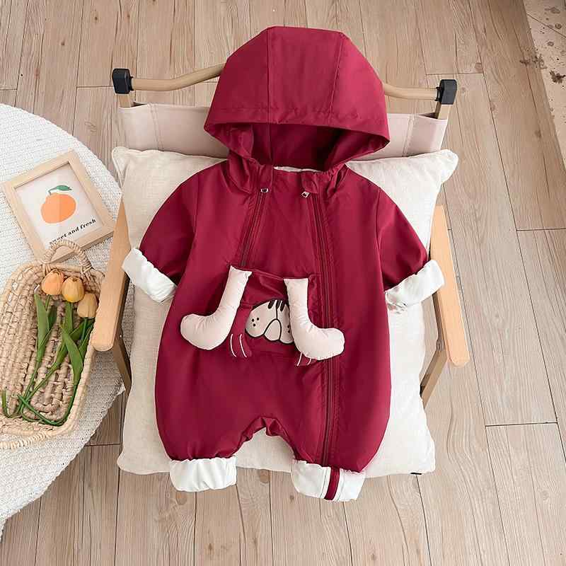 カバーオール ベビー 女の子 フード付き かわいいキャラクター 長袖 マウンテンパーカー 防風 ウィンドブレーカー ジップアップ ポリエステル 縫い目なし 春秋 お出かけ ロンパース