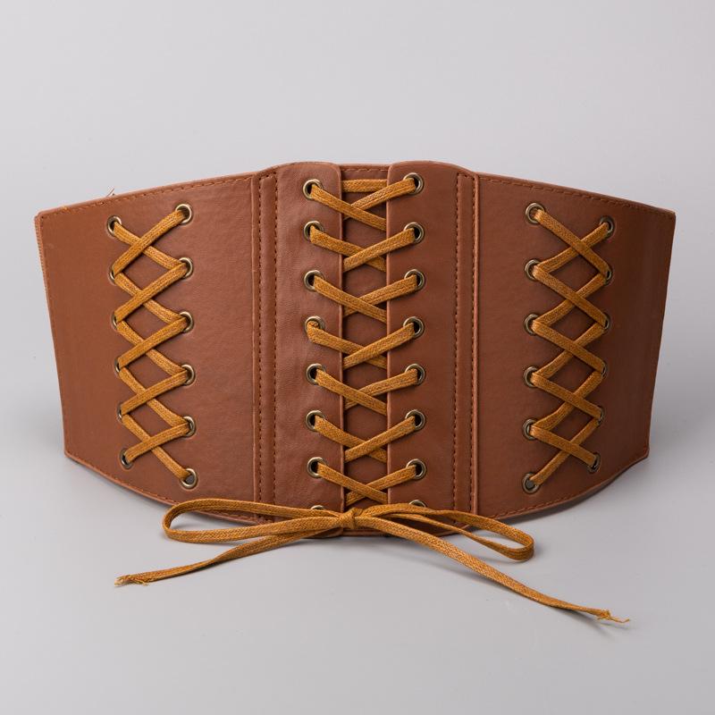 ベルト レディース レースアップ ウエストマーク コルセットベルト 幅広 PUレザー クロス 切り替え 欧米風 インス風 万能 着回し おし..