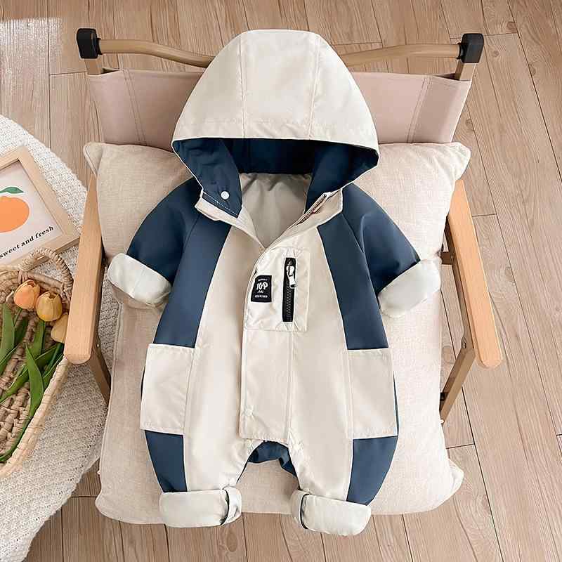 ロンパース ベビー 男の子 新生児 0歳 1歳 春秋 オールシーズン フード付き 長袖 ...