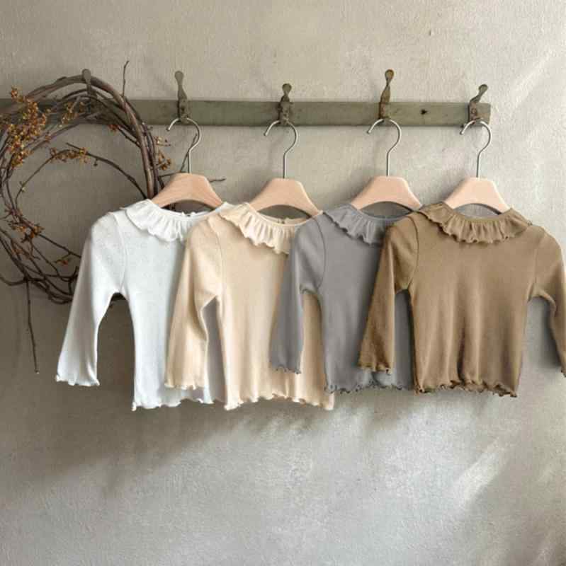 Tシャツ ベビー 女の子 女児 赤ちゃん 1歳 2歳 3歳 長袖 春秋 吸湿速乾 コットン 柔らか 肌触り ハート柄 無地 波型フリル ウェーブヘム かわいい 韓国風 カジュアル 部屋着 トップス カットソー インナー(x2)