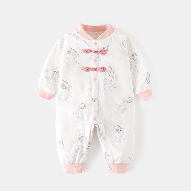 ・カテゴリ: ロンパース・スタイル: 中国風・主な素材: 綿100%・対象年齢: 1〜3歳 (80〜100cm)・性別: 男女兼用・袖丈: 長袖・フード: なし・厚さ: 厚手・開閉方式: シングルボタン・対象シーズン: 春、秋、冬・カラー展開: グリーン、ピンク・サイズ展開: 66cm、73cm、80cm、90cm