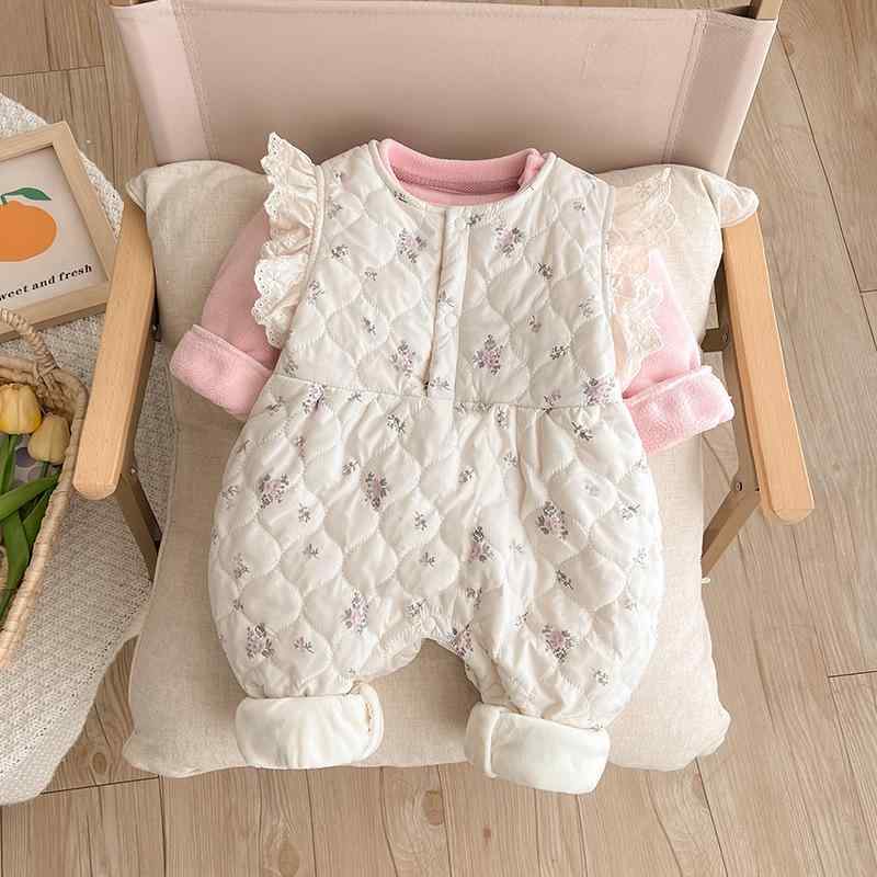 ベビー服 女の子 赤ちゃん服 秋冬 キルティング 中綿入り 裏起毛 長袖 ジャケット セパレート セットア..