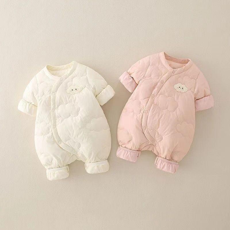 ロンパース ベビー 新生児 男女兼用 秋冬 薄手 コットン キルティング サイドオープン シンプル お出かけ着 かわいい カバーオール 肌に優しい 安心素材 赤ちゃん 幼児服
