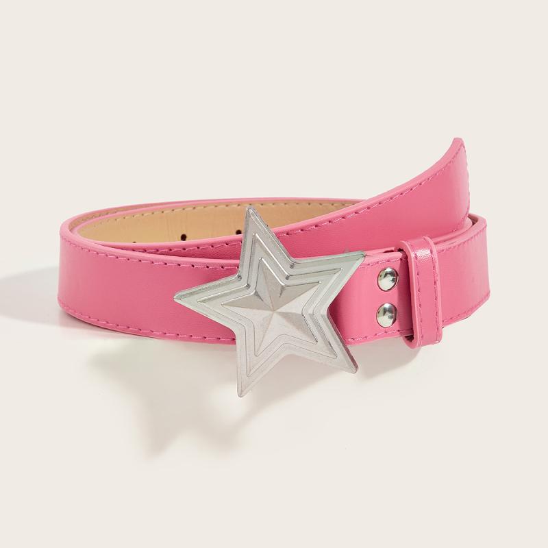 ベルト レディース 韓国ファッション 万能 カジュアル 合金製 電気メッキ加工 星形バックル ウエストマーク パンツスタイル スカート ..