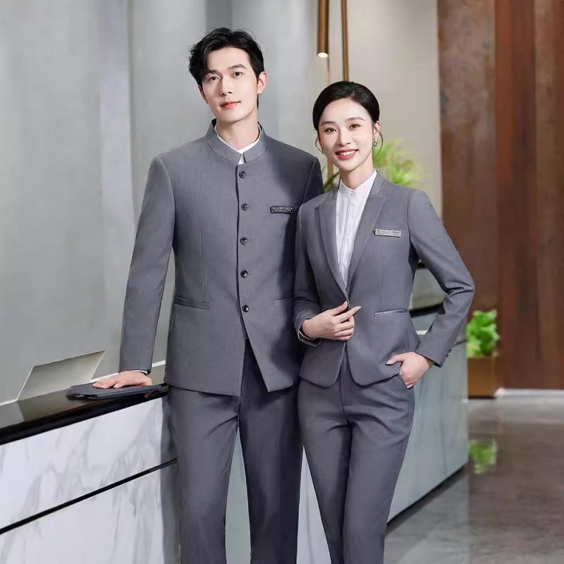 スーツ ユニセックス スタンドカラー スリムフィット 細身 韓国ファッション 中華風 ポリエステル レー..