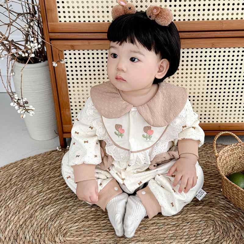ロンパース ベビー 女の子 新生児 赤ちゃん 長袖 スナップボタン 前開き フラット...