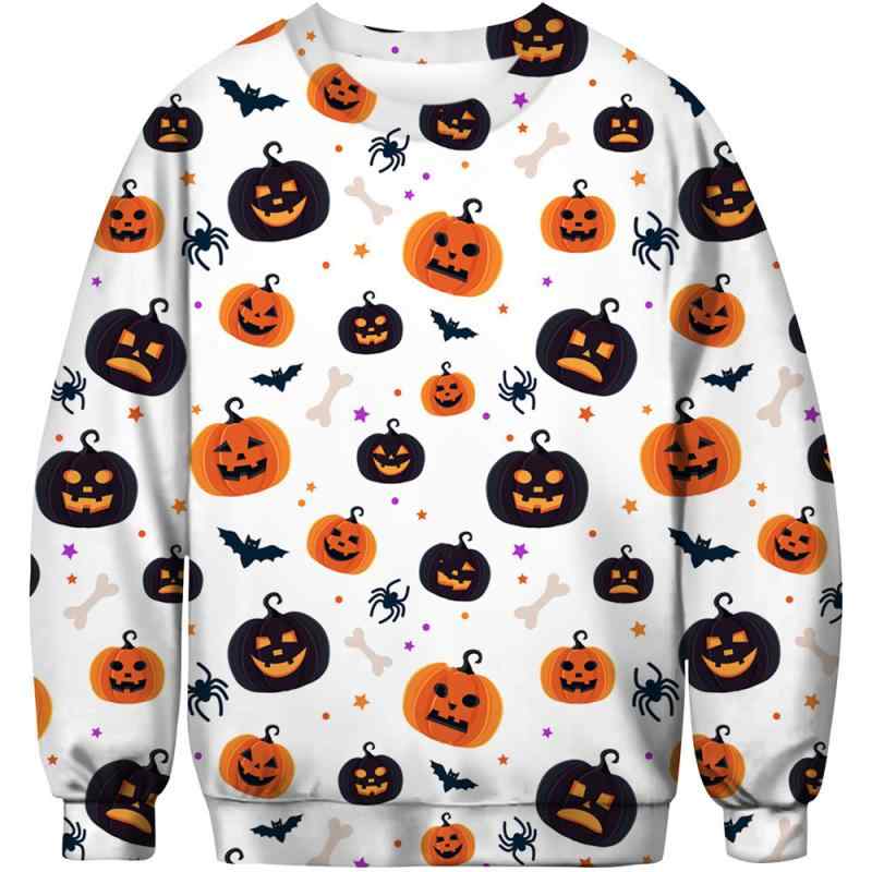 スウェット トレーナー メンズ 長袖 秋冬 ハロウィン 3D パンプキン スカル プリント ユニーク 遊び心 ..