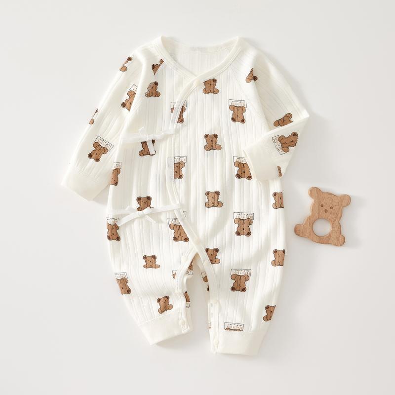 ロンパース ベビー 新生児 男女兼用 肌に優しい 無縫製 綿100% A類安全基準 長袖 前開き 打ち合わせタイプ オールシーズン 出産祝い 出産準備 ギフト パジャマ 部屋着 コットン 肌着 着心地抜群
