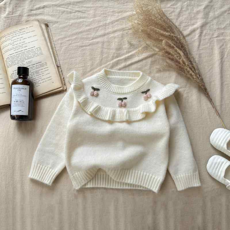 ニット ベビー 女の子 ふんわり やわらか肌触り フリル襟 長袖 秋冬 セーター プルオーバー かわいい ..