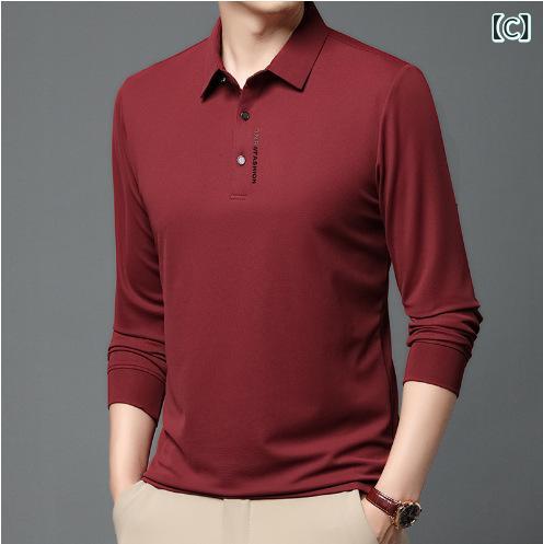 ポロシャツ メンズ 秋冬 ビジネスカジュアル オフィス カジュアル 通勤 普段使い 襟付き 長袖 無地 刺繍 綿混素材 洗濯機洗い対応 ストレッチ レギュラーフィット