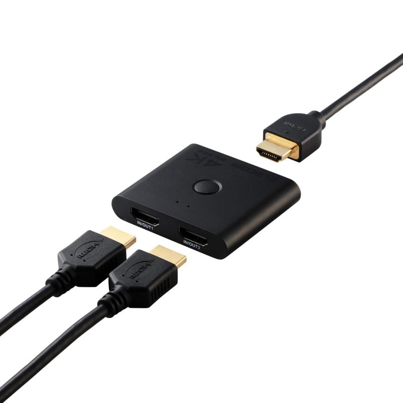 エレコム HDMI切替器 4K 60Hz 2入力1出力 双方向 薄型(12mm) 分配器 DH-SW4KBD21BK/E