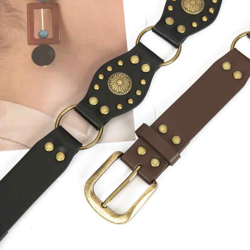 ベルト レディース ウエスタン アメリカンレトロ リベット PUレザー ヴィンテージ 不規則デザイン 星空..