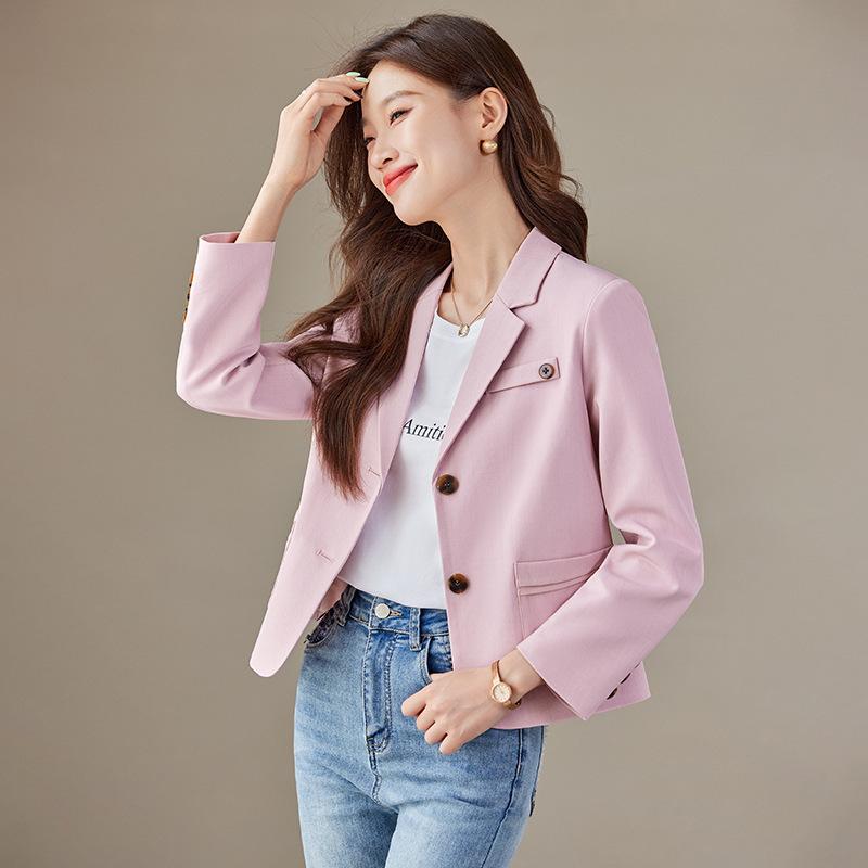 ジャケット レディース きれいめ 通勤 オフィス カジュアル イージーケア 形態安定 ショート丈 低身長向け スリムフィット 上品 高級感 韓国風 テーラードカラー 1つボタン ポリエステル素材 アイボリー オフホワイト 秋冬