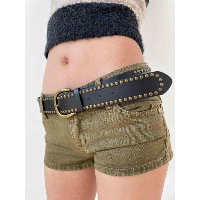 ベルト メンズ レディース 男女兼用 幅広 高級感 リベット スタッズ PUレザーベルト アメリカンレトロ Y2K ジーンズ デニムパンツ カジ..