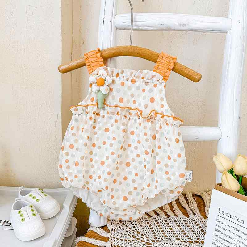 ロンパース 新生児 女の子 ベビー 春夏 薄手 ノースリーブ ストラップ 小花柄 かわいい お出かけ 普段着 部屋着 肌に優しい 通気性 速乾 プルオーバー 三角デザイン ポリエステル素材