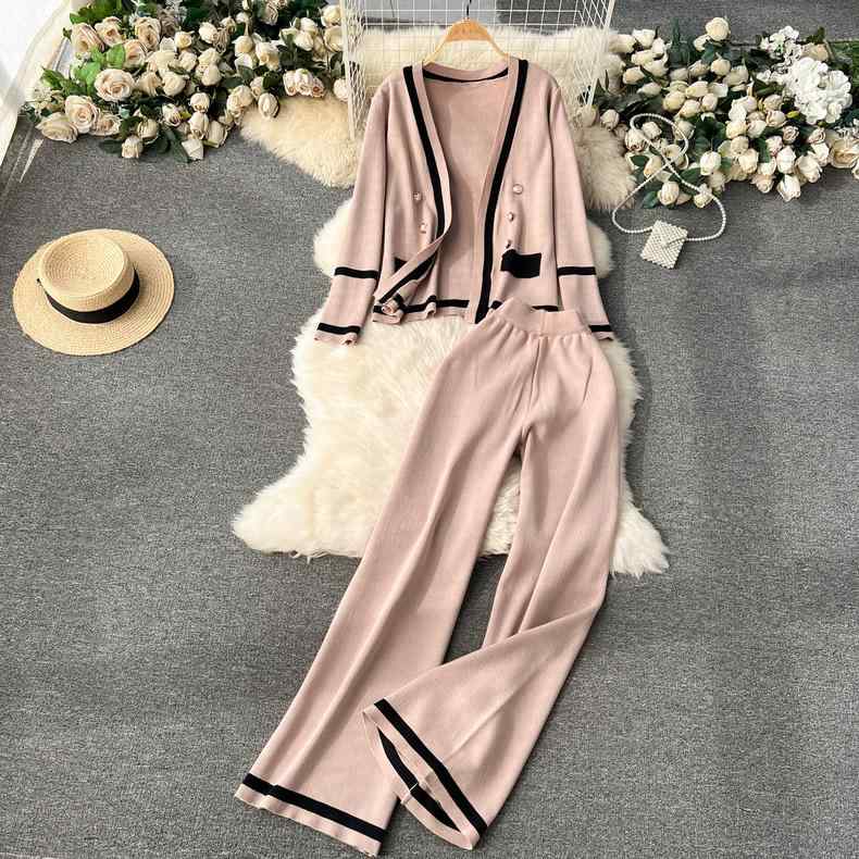 セットアップ レディース 春夏 接触冷感 再生繊維 長袖 ニットカーディガン ハイウエスト ワイドパンツ 切り替えデザイン ツーピース カジュアル 韓国ファッション 上品 着回し