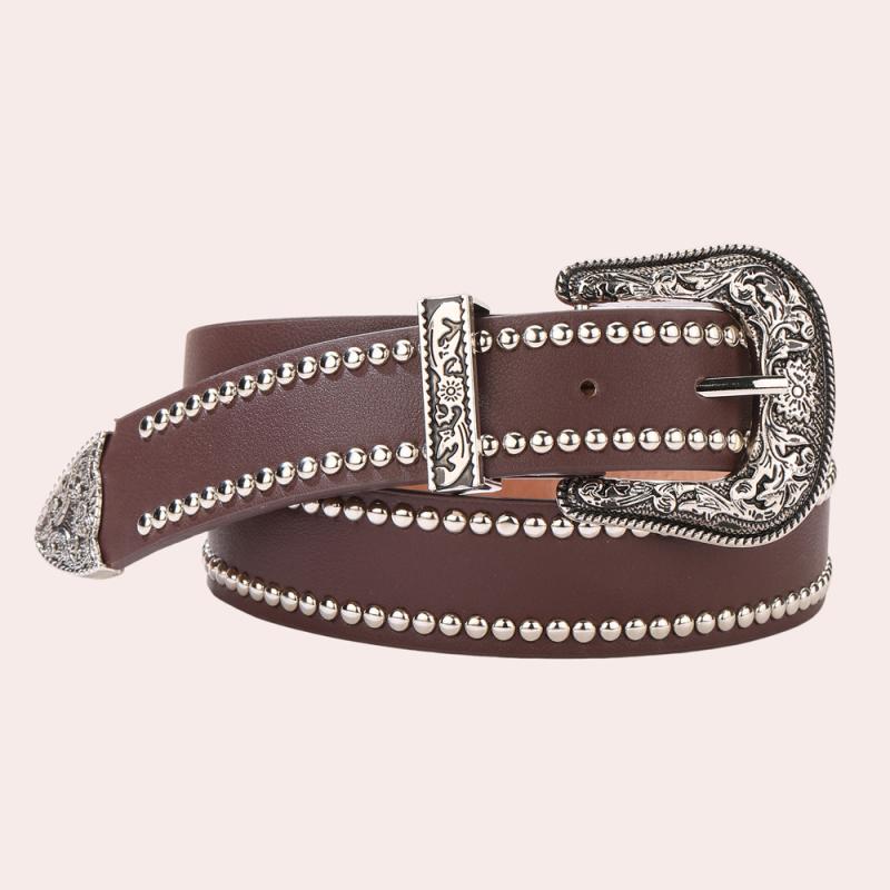 ベルト レディース パンク風 スタッズ Y2Kファッション 個性的 シンプル 高級感 メタルバックル フェイ..