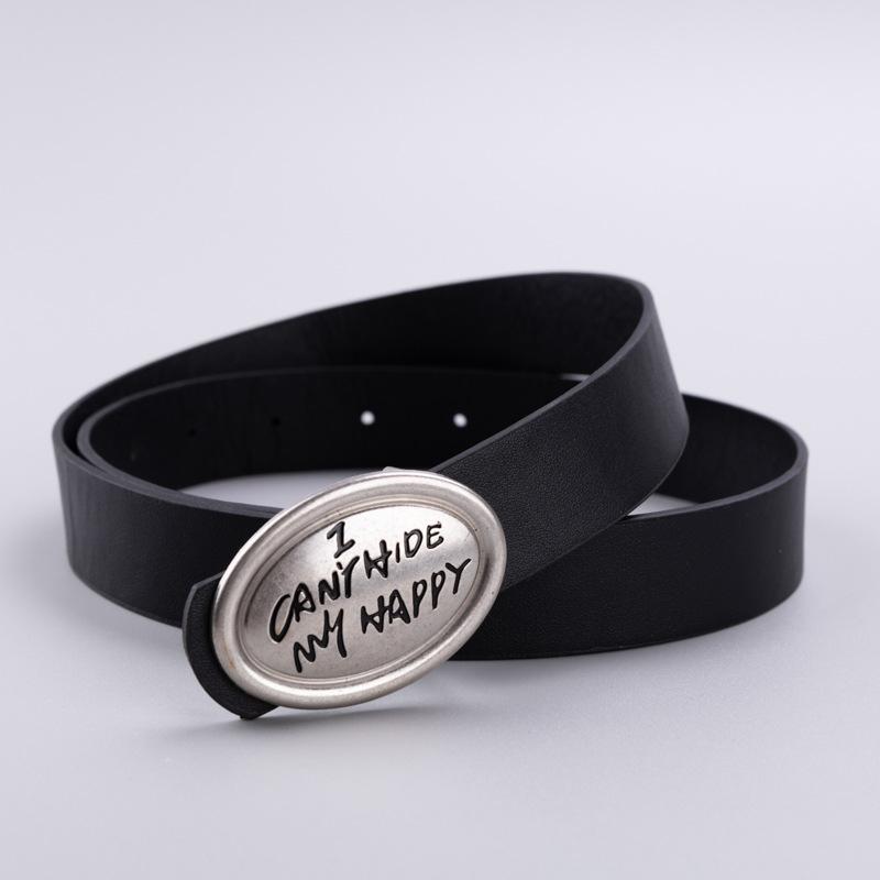 ベルト レディース 女性用 PUレザー 革 合金バックル アルファベット 英字 アメリカン ストリート 韓国ファッション インスタ風 万能 カジュアル デニムパンツ ジーンズ 高級感(x2)