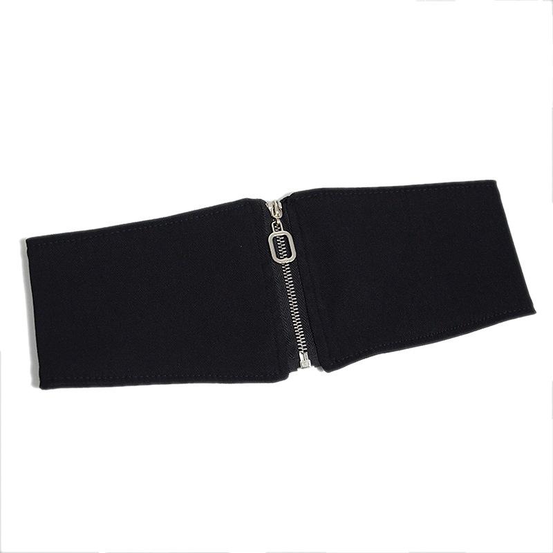 ウエストマークベルト レディース 春秋 シンプル カジュアル ストレッチ 体型カバー 幅広 コルセットベルト 黒色 コットン ファスナー コート ワンピース コーデ(x2)