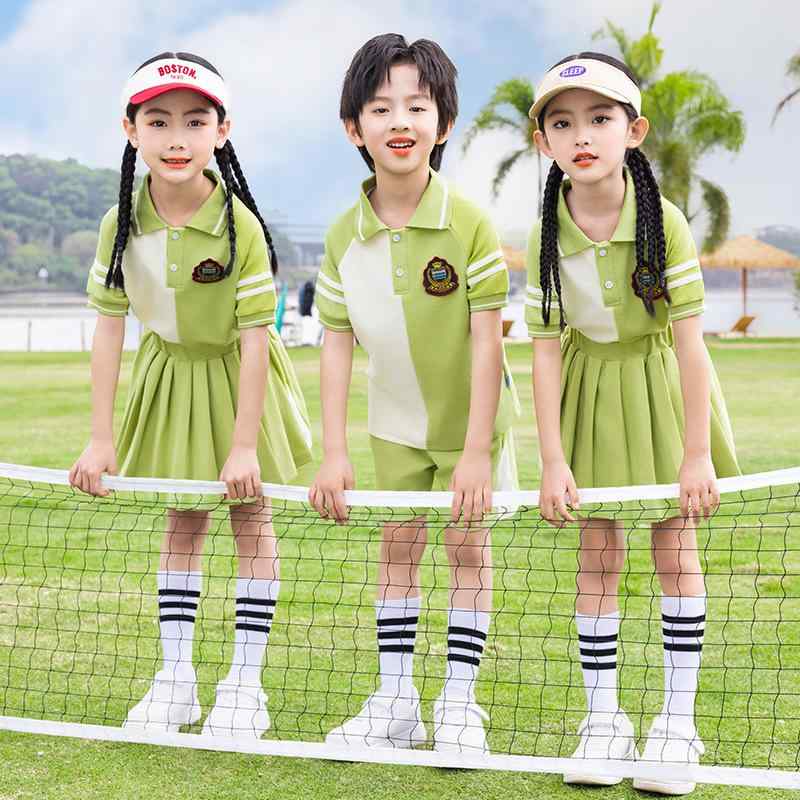 制服 キッズ 男女兼用 幼稚園 小学生 半袖 Tシャツ スカート パンツ 夏用 綿素材 柔らかい イギリス風 学院風 クラスウェア 卒業式 コーラス 発表会 衣装