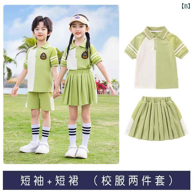 セキュアデポの制服 キッズ 男女兼用 幼稚園 小学生 半袖 Tシャツ スカート パンツ 夏用 綿素材 柔らかい イギリス風 学院風 クラスウェア 卒業式 コーラス 発表会 衣装｜アングル3