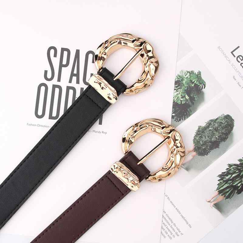 ベルト レディース 女性用 凹凸メタルバックル ピンバックル 韓国風 ファッション 個性的 おしゃれ 学生 オフィス カジュアル 高品質PU レザー 電気メッキ加工 多色展開