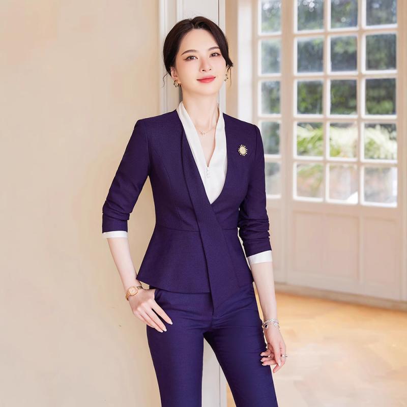 スーツ レディース ビジネス フォーマル セットアップ 長袖 オフィス 通勤 おしゃれ エレガント 受付 ホテル ジュエリーショップ 制服 ジャケット 秋 ポリエステル レーヨン