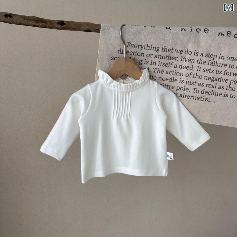 長袖Tシャツ ベビー 女の子 春秋 フリル襟 伸縮性抜群 綿95% 柔らかい 肌触り快適 ...