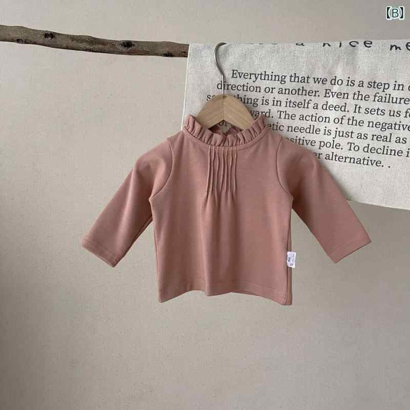 長袖Tシャツ ベビー 女の子 春秋 フリル襟 伸縮性抜群 綿95% 柔らかい 肌触り快適 ...