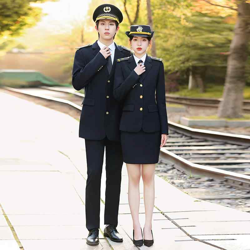 スーツ 男女兼用 長袖 ポリエステル ストレッチ セットアップ 航空 高速鉄道 機長 客室乗務員 制服 仕..