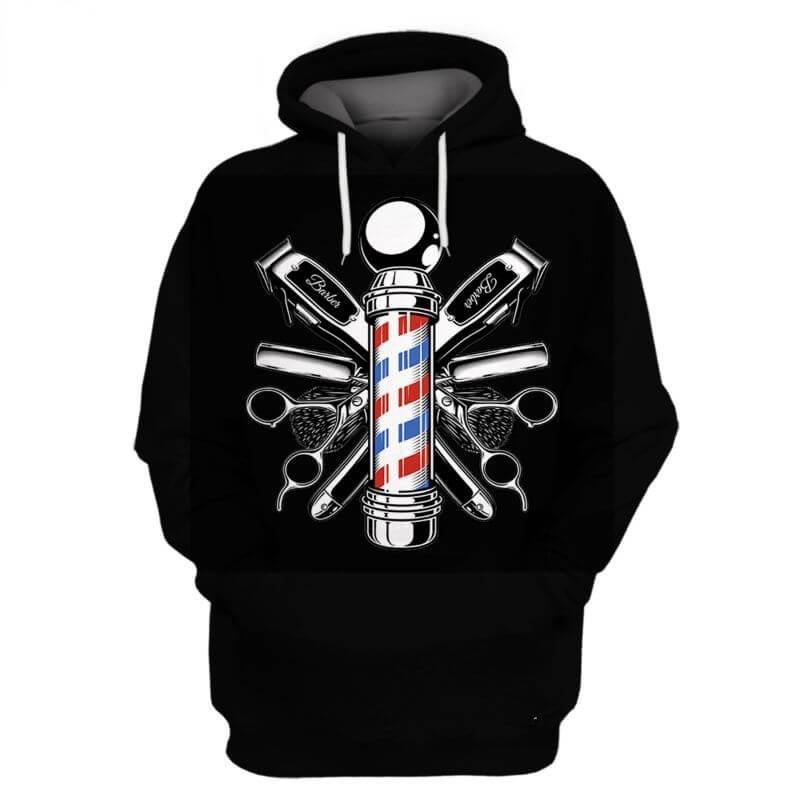 パーカー メンズ 男性用 吸汗速乾 軽量 長袖 3Dプリント 美容師 ハサミ柄 フード付き ゆったり 大きい..