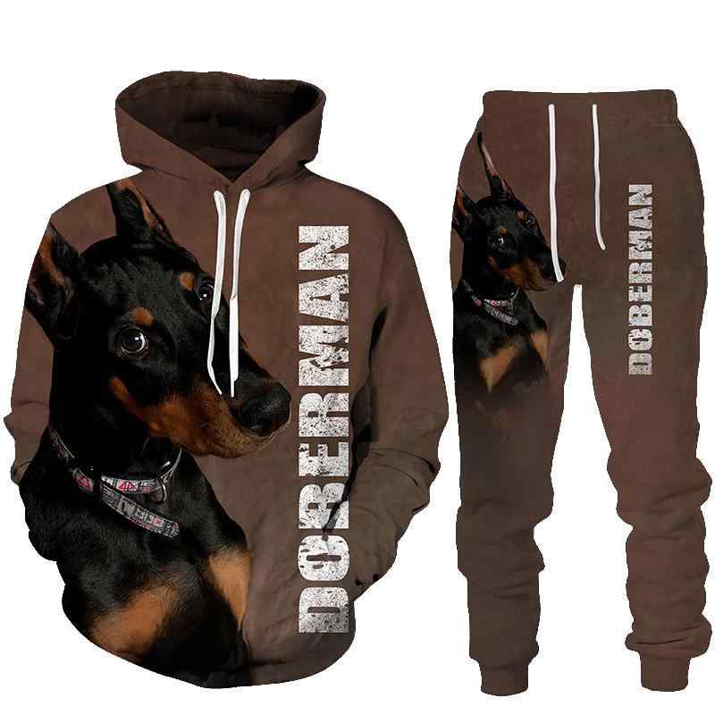 セットアップ メンズ 男性用 シープドッグ 3Dプリント フーディ ジョガーパンツ スウェットパンツ 長袖 スポーツウェア ルームウェア カジュアル ポリエステル 春秋 上下セット